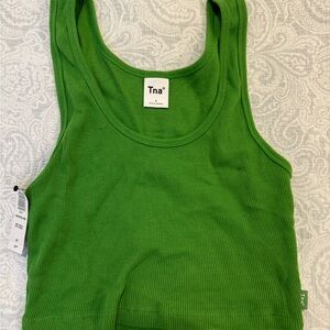 TNA Green Fitted Crop Tank Top